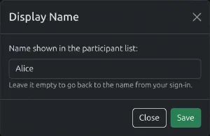 The Display Name dialog
